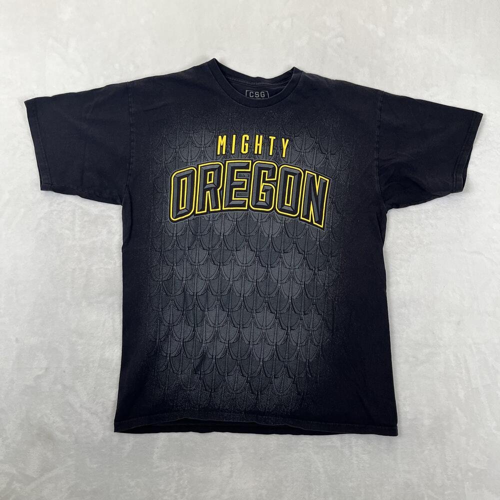 Vintage Oregon Ducks Mighty Oregon Shirt Size Large Black NCAA Football CSG Y2K